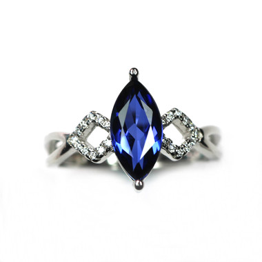 TANZANITE STERLING SILVER RING - MARQUISE
